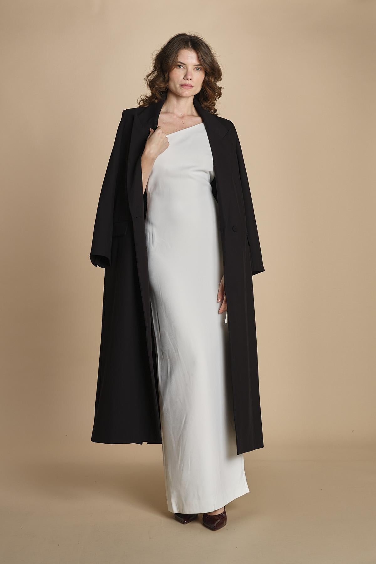 maxidress monospalla con manica a campana ALINA WHITE solace 