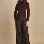 pantalone a vita bassa con elastico in lana e seta. ASTRID STR02 MORO nine in the morning 