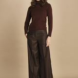 pantalone a vita bassa con elastico in lana e seta. ASTRID STR02 MORO nine in the morning 