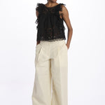 MARJA embroidert flutter tank E118 BLACK sea ny 