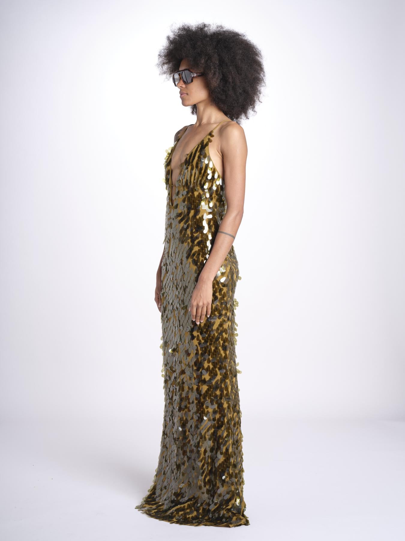 abito in paillettes THE SAPHIRE OLIVE misha 