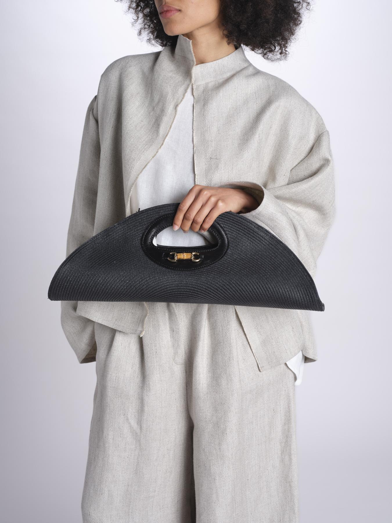 clutch in paglia e pelle MARTINICA P26CAT65 NERO catarzi 1910 