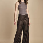 pantalone a vita bassa con elastico in lana e seta. ASTRID STR02 MORO nine in the morning 