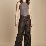 pantalone a vita bassa con elastico in lana e seta. ASTRID STR02 MORO nine in the morning 