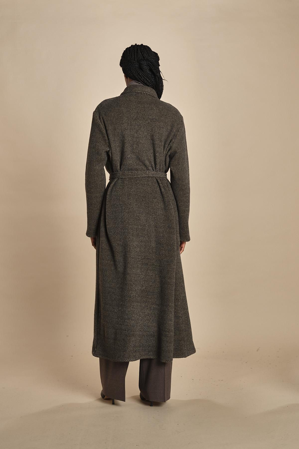 cappotto lungo in jersey di cachemire spinato T8955M MORO dusan 
