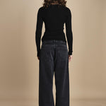 maglia scollo a v NOVA KNIT BLOUSE BLACK herskind 