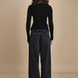 maglia scollo a v NOVA KNIT BLOUSE BLACK herskind 