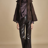 camicia con drappeggio TULLAH F25-142 039 CHOCOLATE oscar 