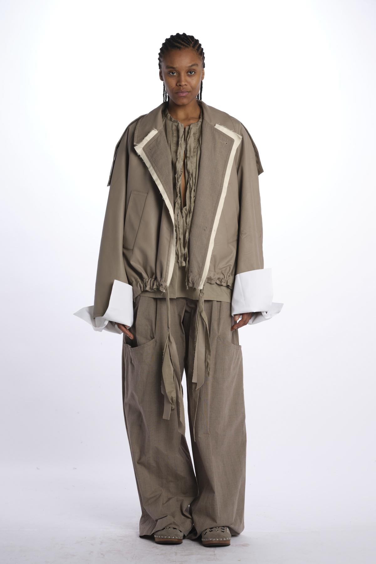 Bomber reversibile ecopelle e galles di cotone BOMBER TRENCH VEGANLEATHER jejia 