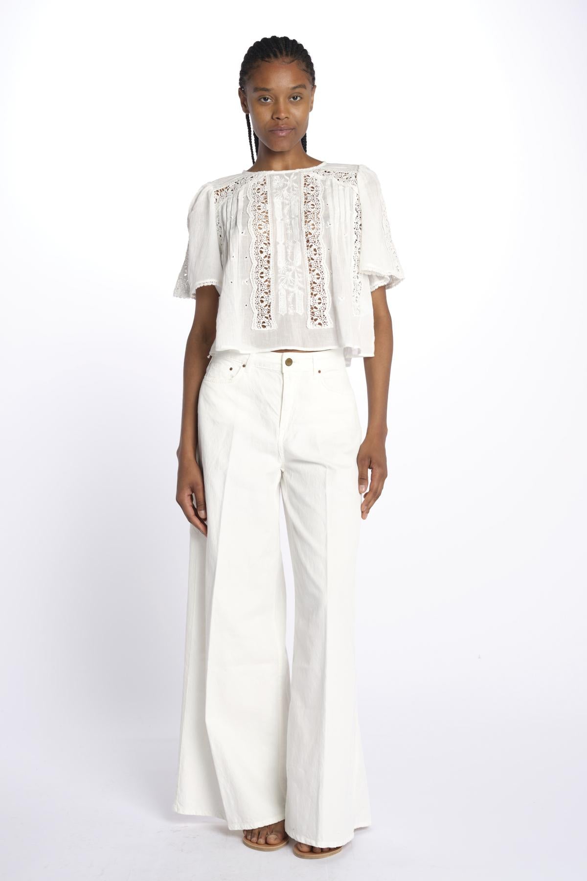 INGRID camicia cropped ricamo B0383 OFF W louise misha 