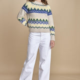 MAGIE maglia con greche BEND516 ECRU BLUE hartford 