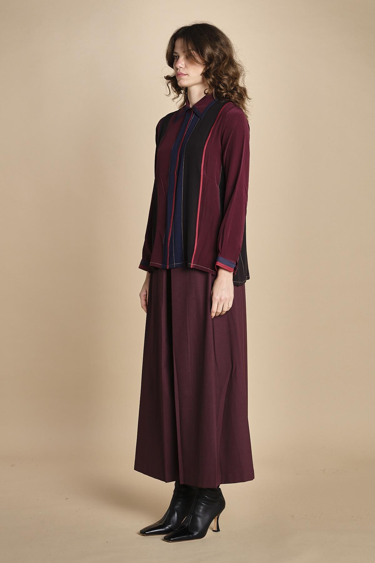 camicia con collo a pannelli BL_3261T BURGUNDY bodice 