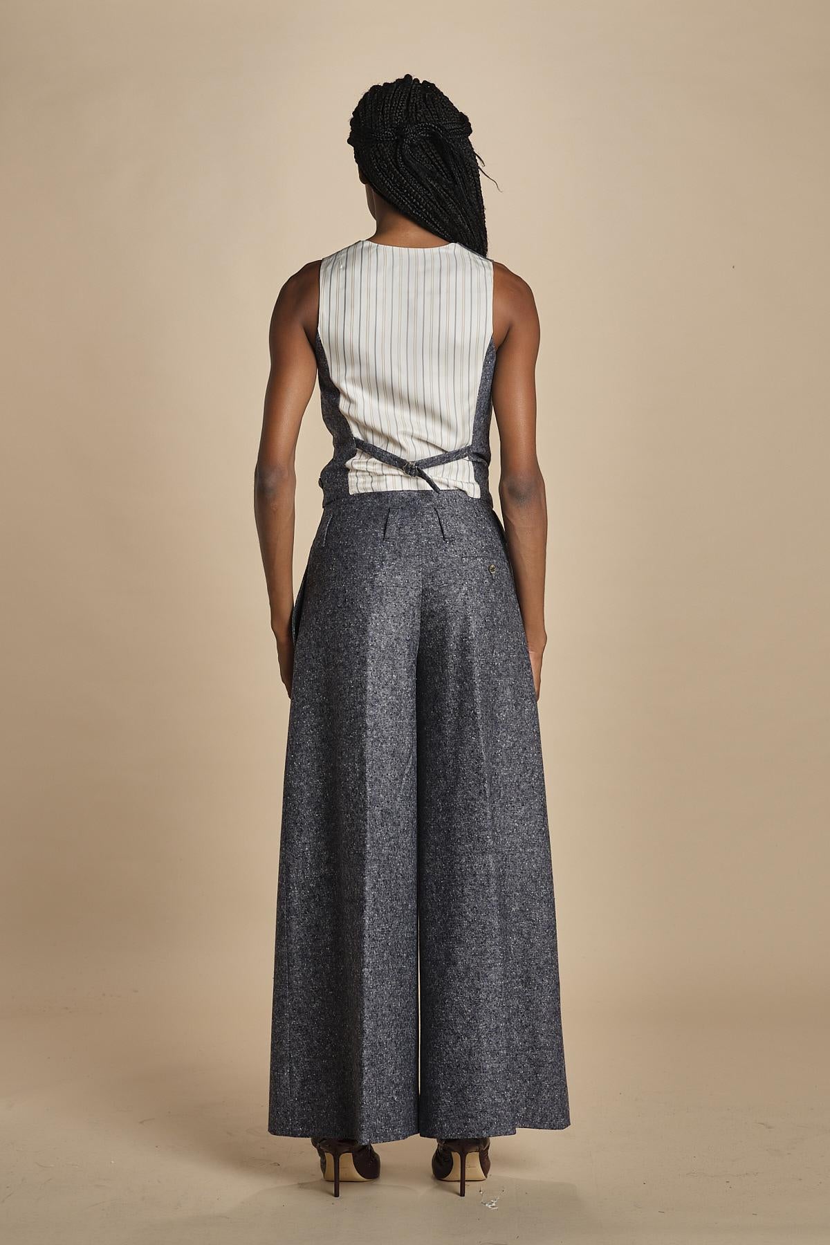 pantalone over con nervature in occhio di pernice ORIANA 540932 15 quelledue 