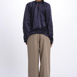 Camicia manica sbuffo CUTWORK BE24499 NAVY milaura 