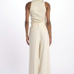 Pantalone con pinces misto lino IO115176 WH014 ivy oak 