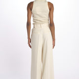 Pantalone con pinces misto lino IO115176 WH014 ivy oak 