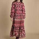 abito lungo con stampa geometrica GRAPHIC AINIKA 339938 RED farm rio 