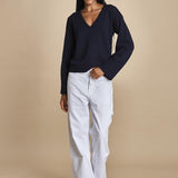 maglia con scollo a v e manica a campana by milaura. D2500894 866 BLU milaura 