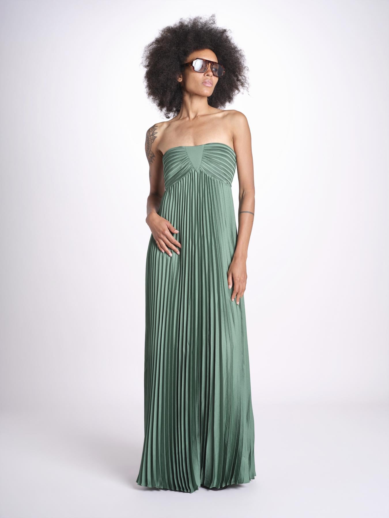 abito lungo plisse WILLOW VERT ba&sh 