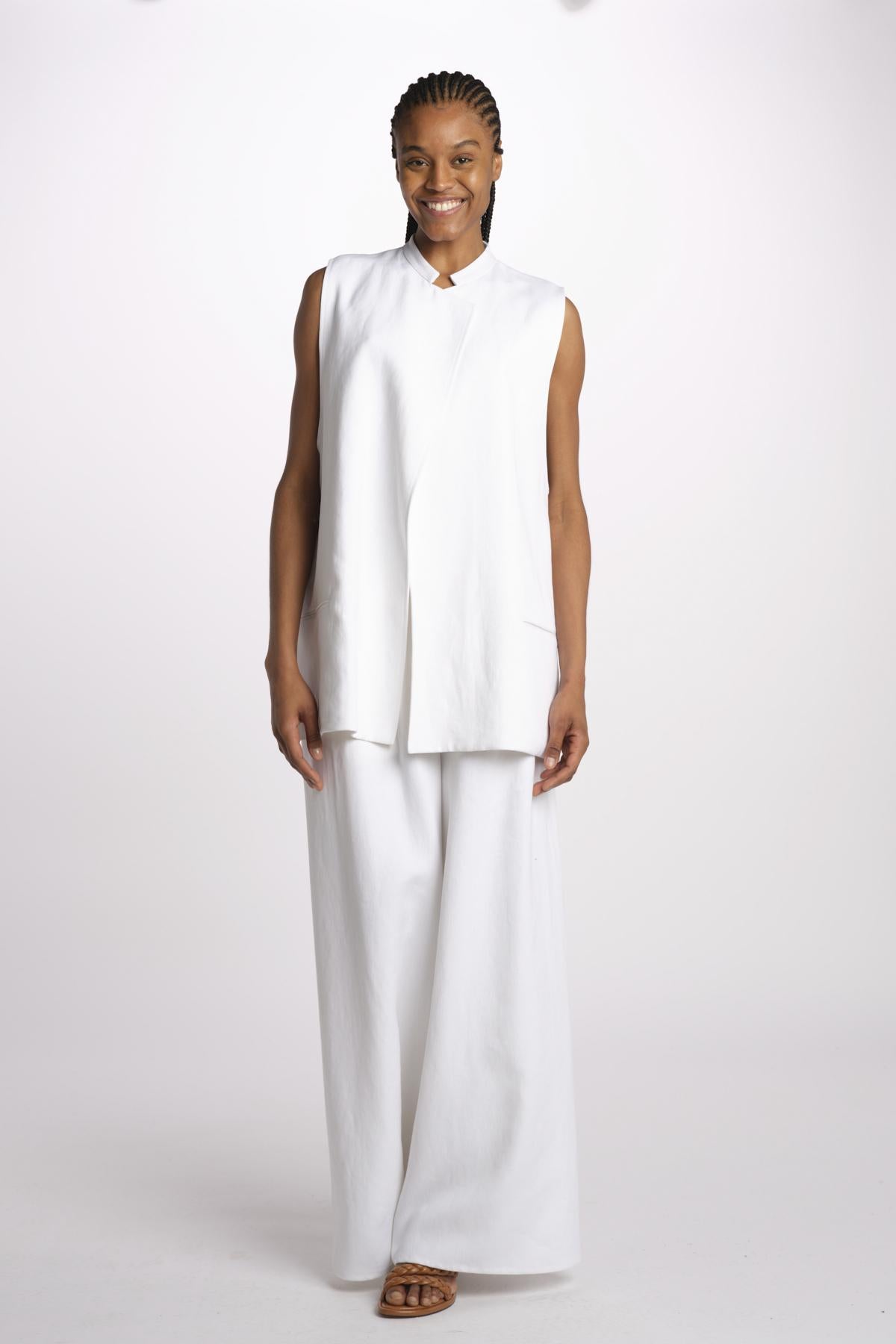 1331 gilet lino enzimato 1331 WHITE dusan 