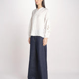 camicia con ricamo fiori DESTRO 2615111032600 001 BIANCO weekend maxmara 