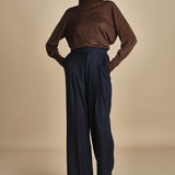 GRACE pantalone con pinces F25-040 013 MIDNIGHT BLU oscar 