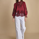 camicia con inserti in pizzo BERRY GARDEN 340369 BURGUNDY farm rio 