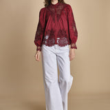 camicia con inserti in pizzo BERRY GARDEN 340369 BURGUNDY farm rio 
