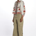 Camicia MARYS TILES m/l ricamo fiori 332385 OFFWHITE farm rio 