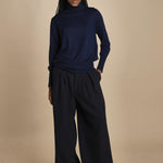 pantalone con pinces in lana NINA PLEAT CA1398 NAVY berwich 