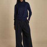 pantalone con pinces in lana NINA PLEAT CA1398 NAVY berwich 