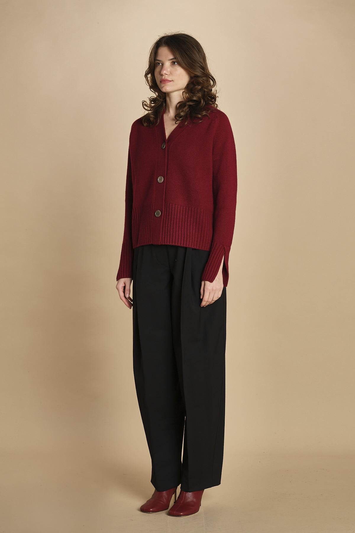 cardigan tre bottoni MIL4A24 25040 BORDEAUX milaura 
