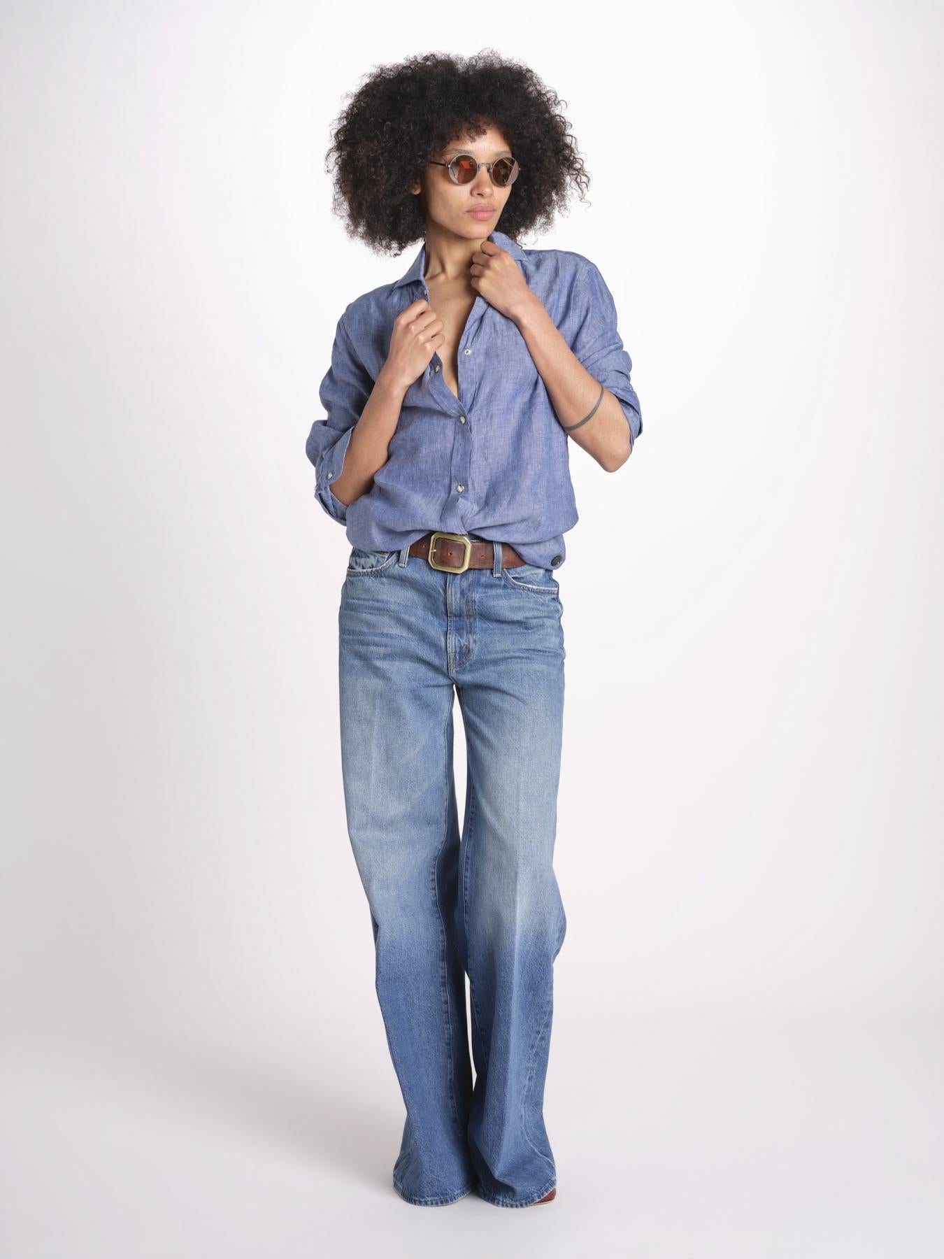 camicia uomo lino con automatici SABRILI DENIM milaura 