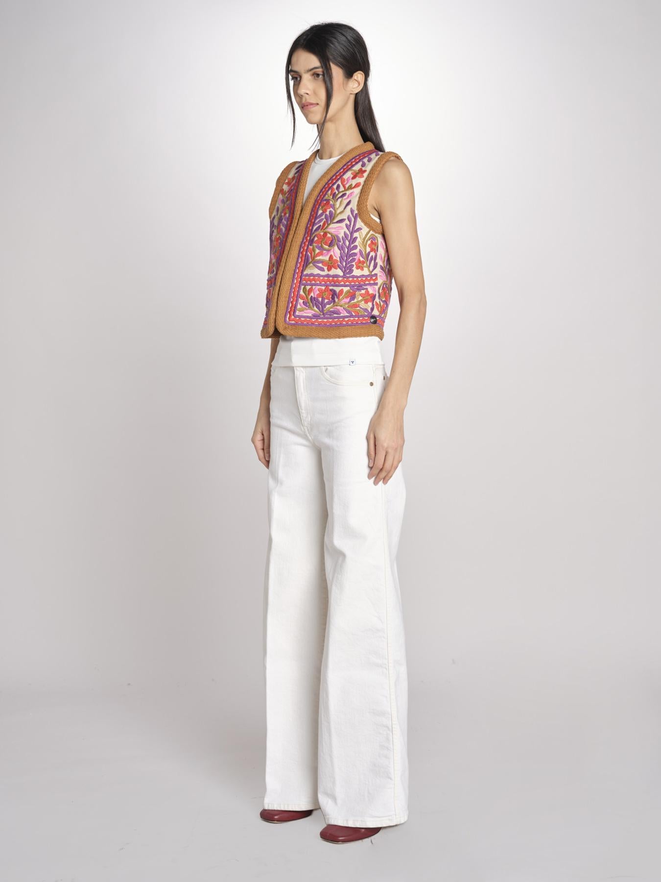 Gilet con ricami SUNA GILET SUNA1GIL CREAM antik batik 