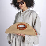 clutch in paglia e pelle MARTINICA P26CAT65 CAMMELLO.CUOIO catarzi 1910 