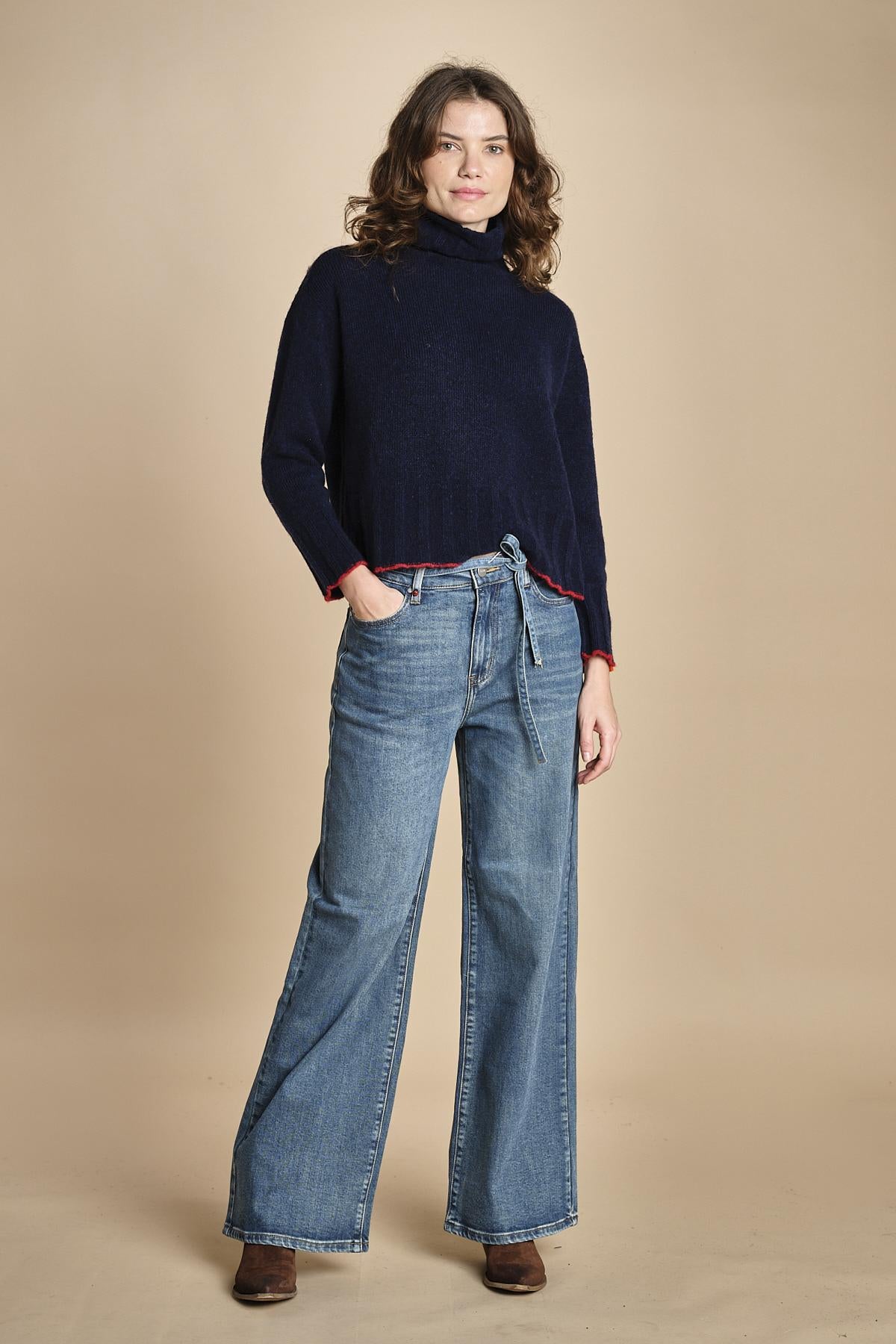 denim con cintura FLORA STONE fam 