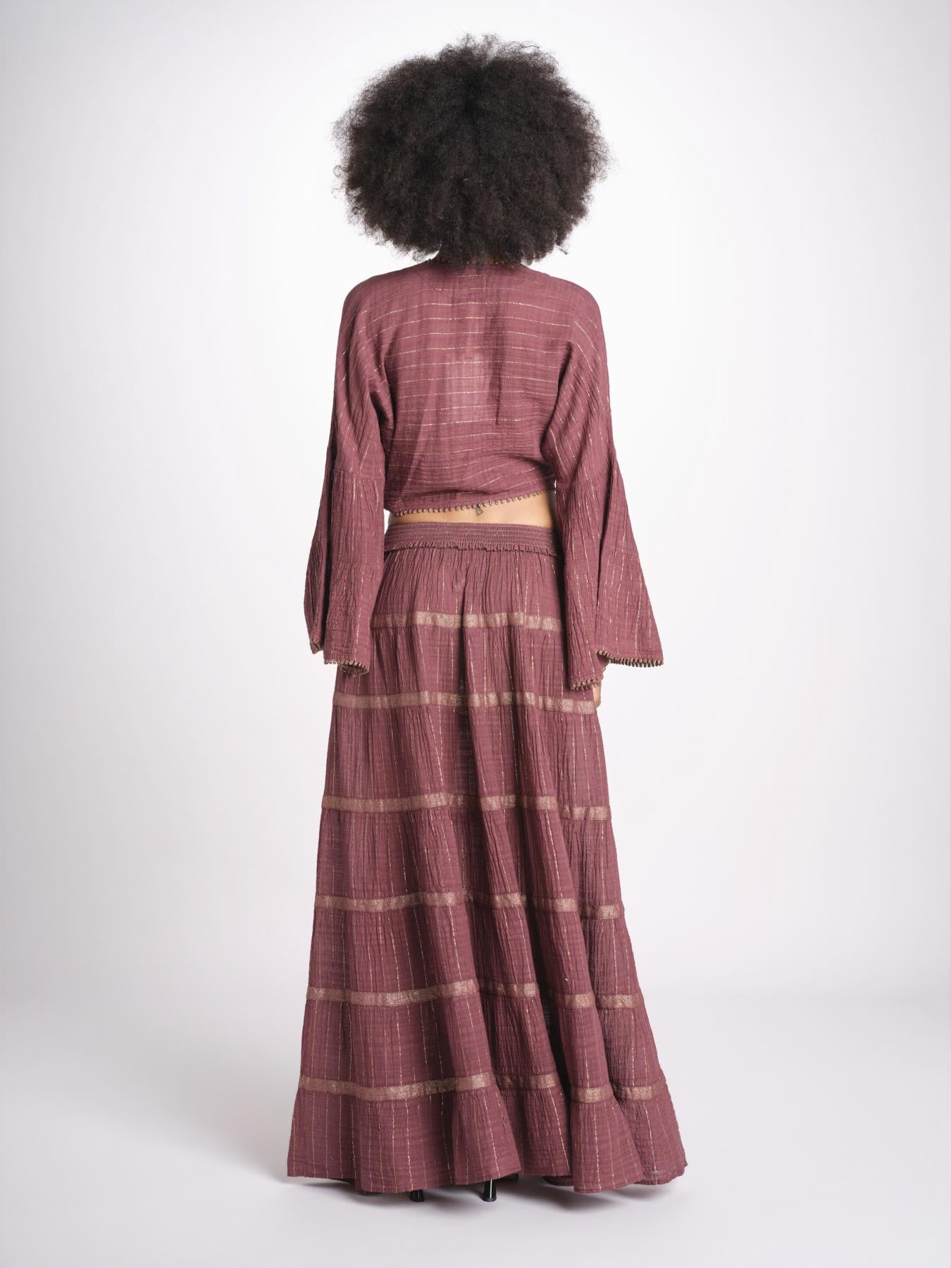 camicia cropped con nodo in lurex gessato JUNE WINE christianzen 