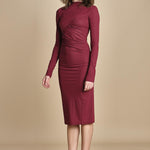 abito longuette con drappeggio FRANCIS BURGUNDY amazuìn 