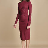 abito longuette con drappeggio FRANCIS BURGUNDY amazuìn 