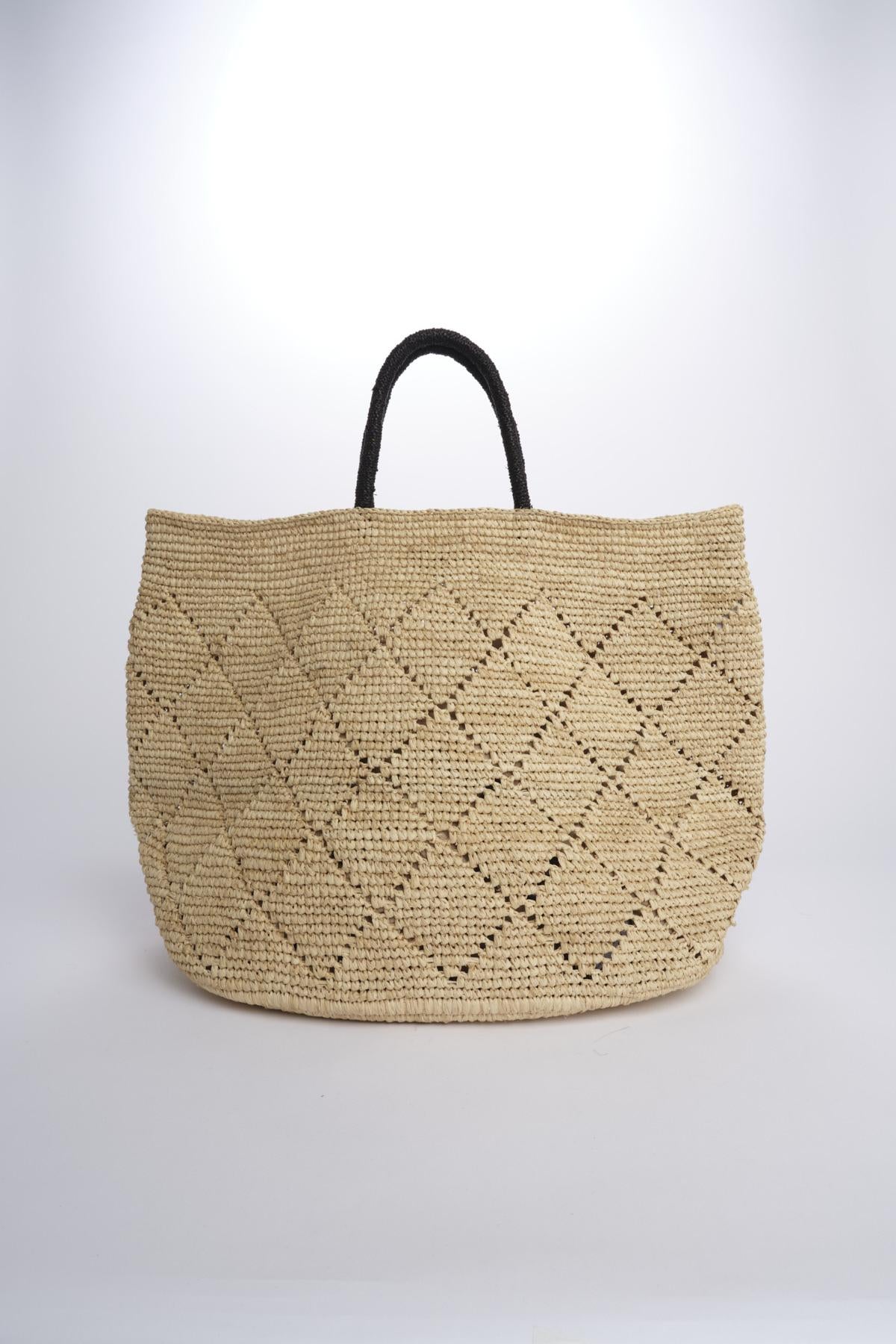 BURURI shopping in paglia con manici a contrasto BURURI NATURALE camalya 