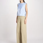 G121 top in popeline con rouches G121-0187-6321 CELESTE n21 