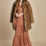 abito lungo in raso manica corta CYLMA PRALINE ba&sh 