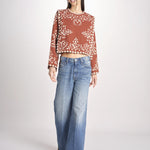 camicia m/l piu ricamo fiorellini 113 BROWN sea ny 