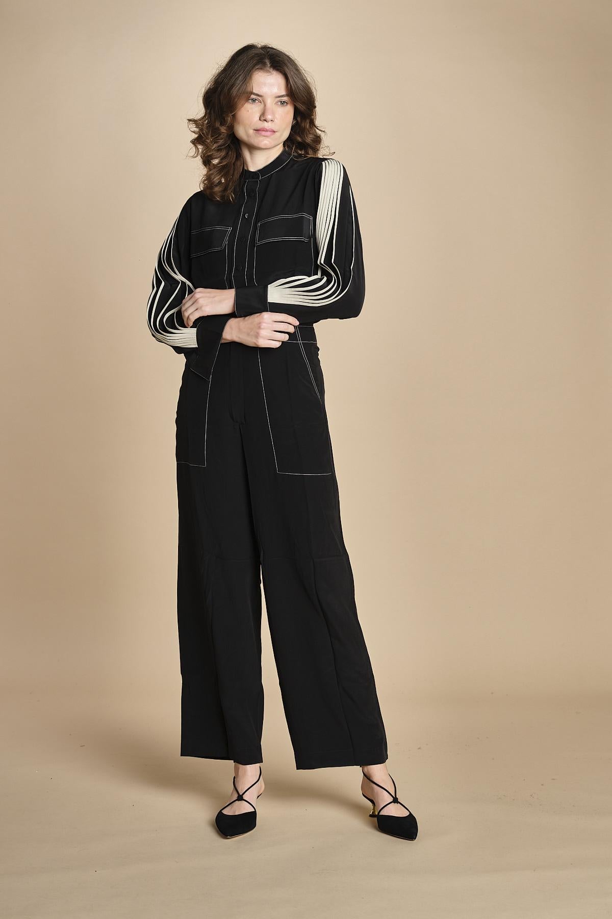 tuta con manica plisse BL_2269J BLACK bodice 