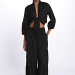 MARIA top con nodo e maniche lunghe MARIA NOIR laraethnics 