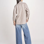 camicia a righe 16T524CO253 P158 BROWN ECRU ines de la fressange 