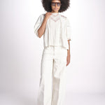 camicia con ricamo punto croce FLEUR 765407 ECRU mabe 