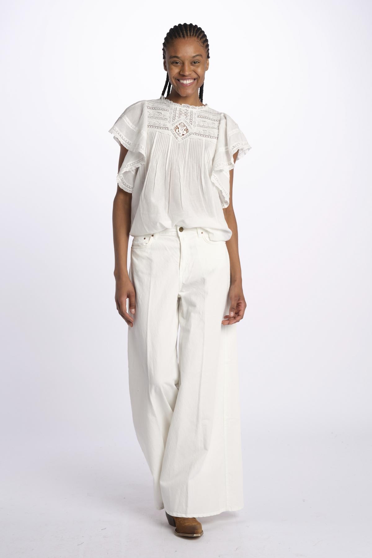 Top CALISSON pizzo con rouches CALISSON BLANC vanessa bruno 