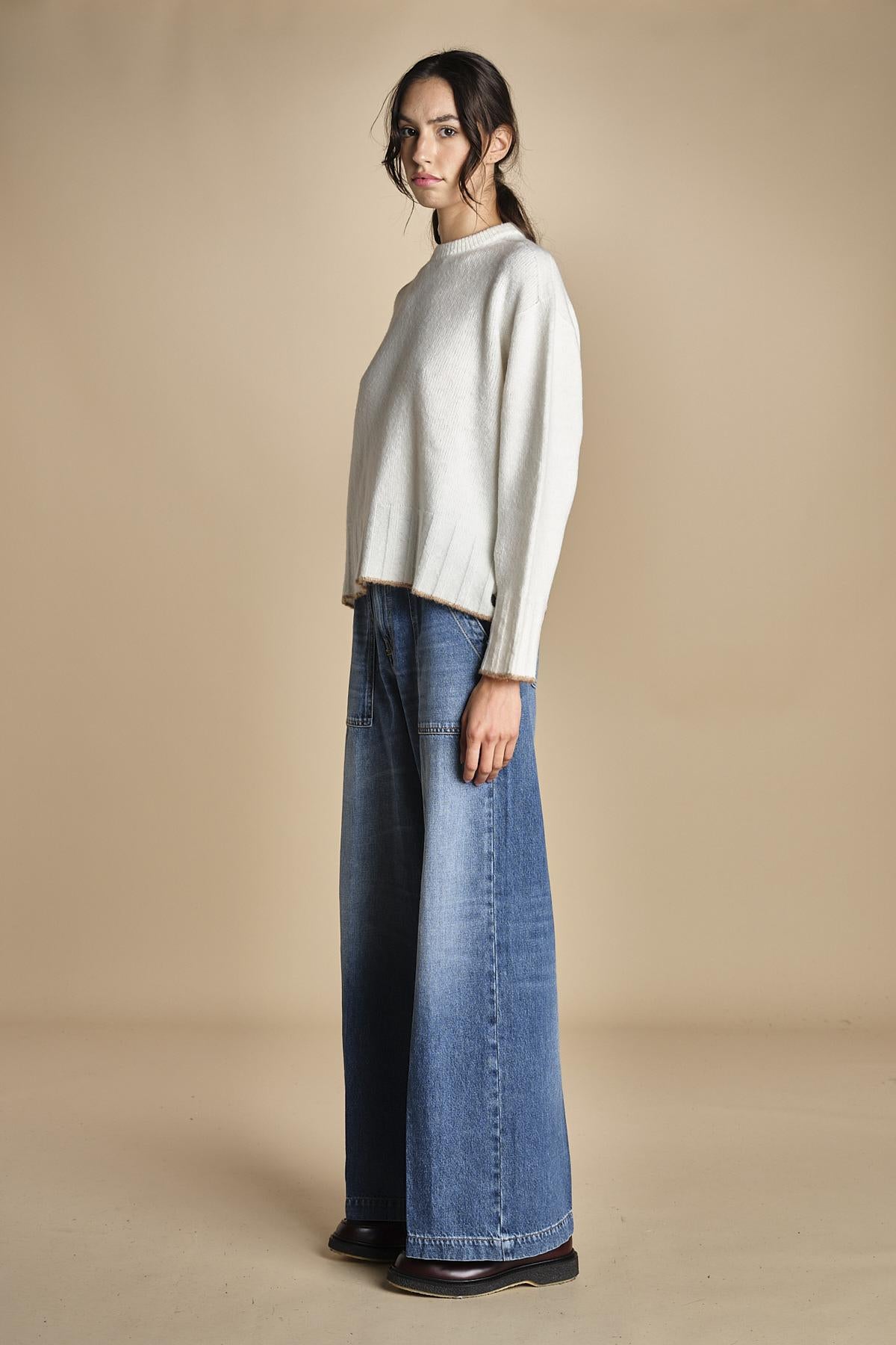 maglia girocollo over CLAUDIA GIROCOLLO PANNA_CAMMELLO tenne' 