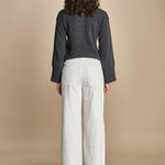 pantalone a zampa con taschine FAUVE WX WHITE fam 